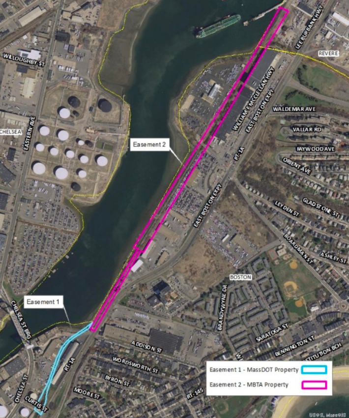 The MBTA is soliciting bids from private developers for the use of this mile-long rail corridor in East Boston.