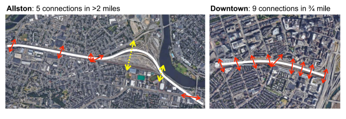 Allston residents see an opportunity to connect the two halves of their neighborhood back together through the Allston Multimodal Project site. Illustration courtesy of Jessica Robertson.