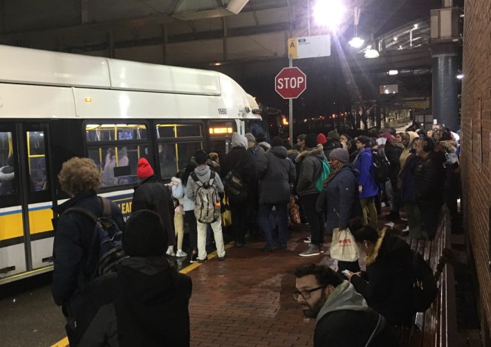 Route 32 bus at Forest Hills.