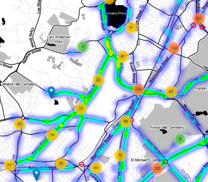 Data from the City of Boston's "Safest Driver" app in 2019 show that speeding is especially prevalent on the Arborway, which is controlled by the Department of Conservation and Recreation, and on Centre Street in West Roxbury.