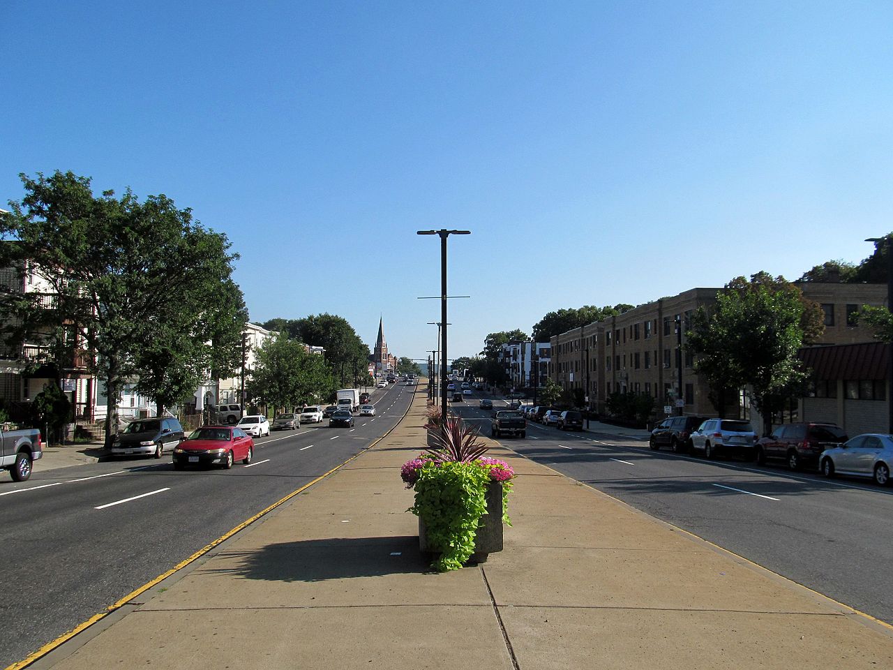 Blue Hill Avenue facing south towards Mattapan in August 2016.