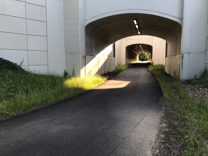 The new Ghost Trail underpass beneath Interstate 95 in Amesbury, photographed in July 2020.