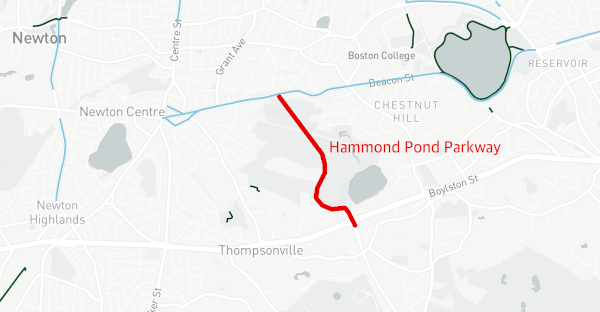 Hammond Pond Parkway locator map