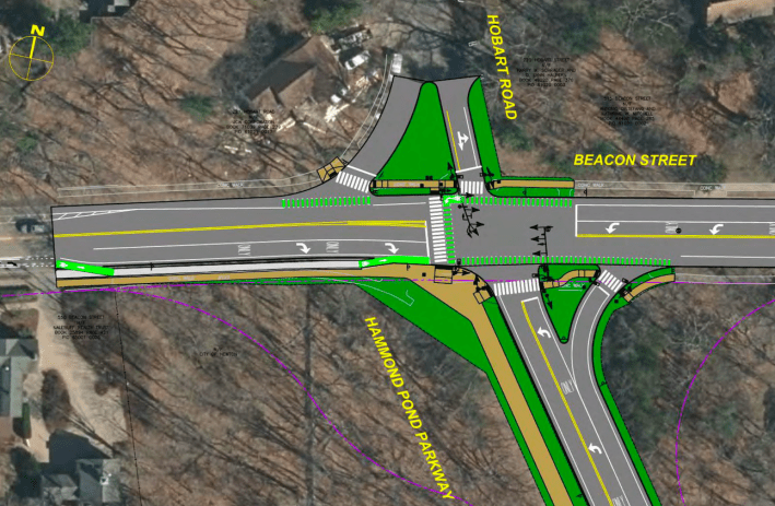 Hammond Pond Parkway at Beacon St. intersection plan-BeaconPlan_creditDCR