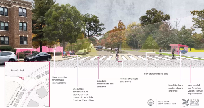 Rendering of an enhanced entrance to Franklin Park from American Legion Highway