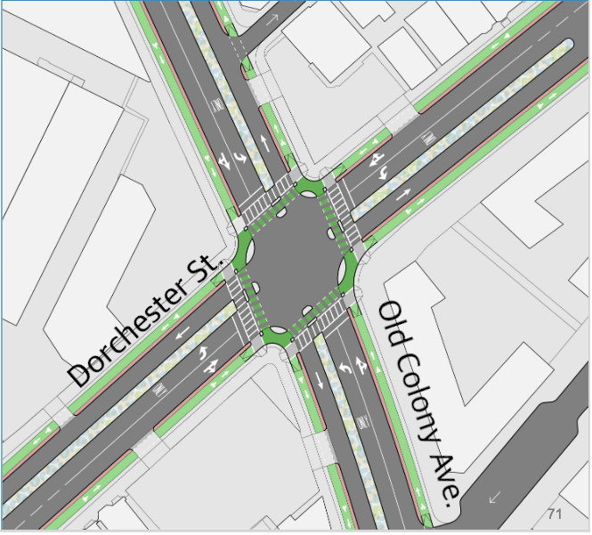 2020 long-term concept for Old Colony Ave. at Dorchester St. in South Boston