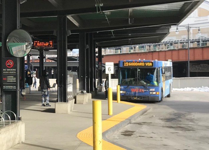 The WRTA's downtown bus hub, next to Worcester's Union Station.