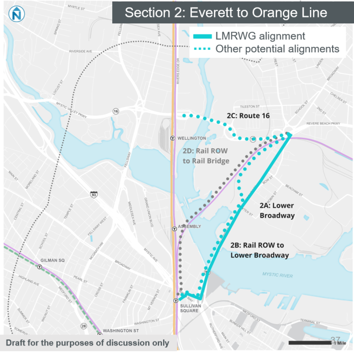 Silver Line Extension Analysis: potential routes across the Mystic River.