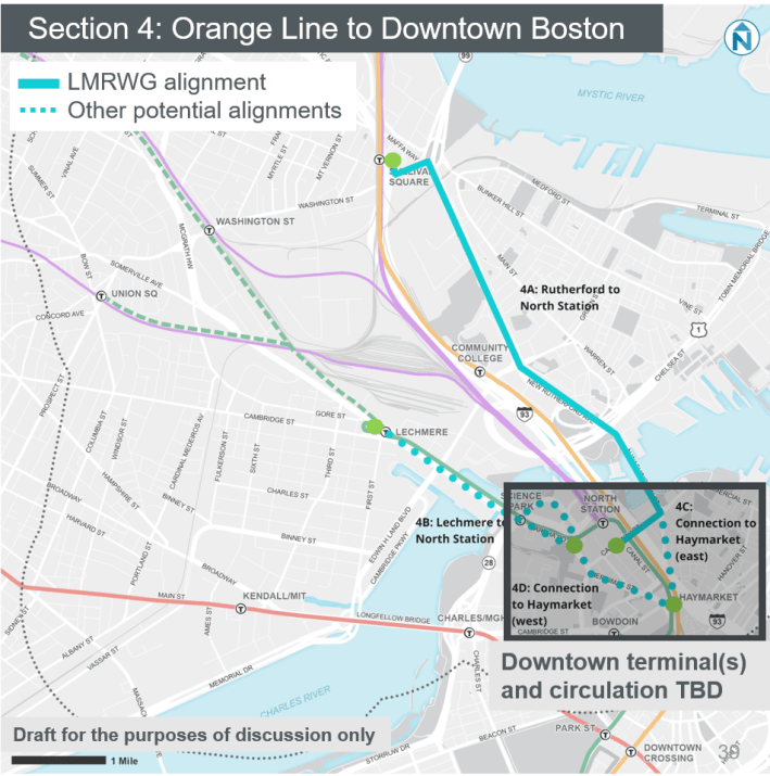 Silver Line Extension Analysis: potential routes through Charlestown and downtown Boston