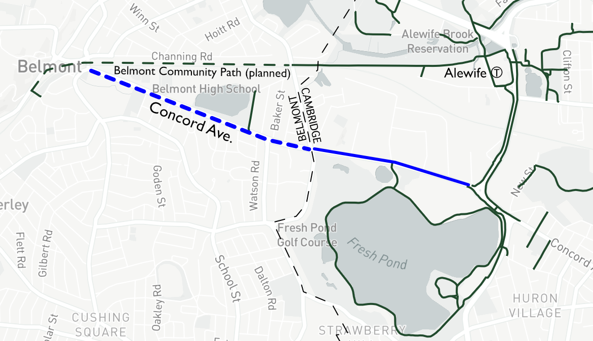 Belmont Could Get Its First Protected Bike Lanes on Concord Ave