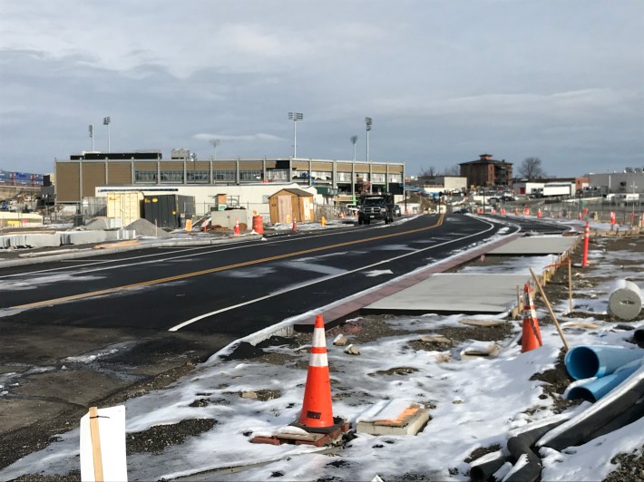 Green Island Boulevard under construction, December 2020
