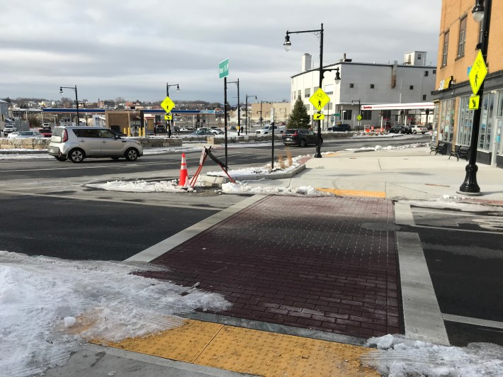 The junction of Water Street and Kelley Square, pictured in December 2020.