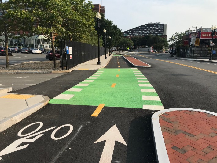 South Bay Harbor Trail bike path on Dorchester Ave. near Fort Point Channel