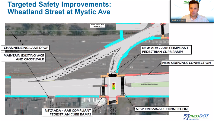 Proposed safety improvements at Wheatland St. and Mystic Ave. in Somerville