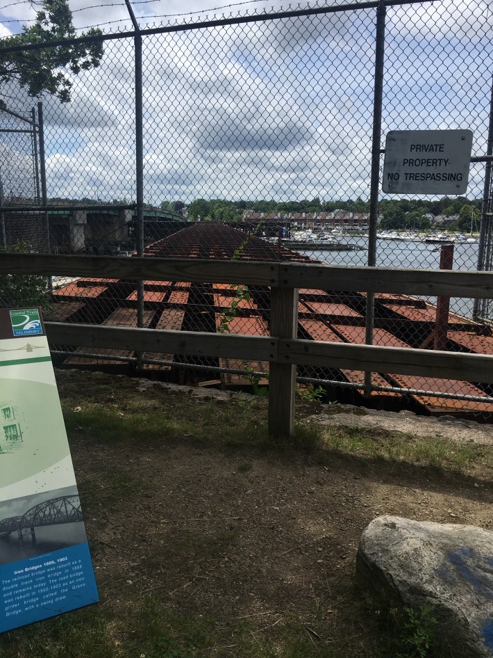 Abandoned Merrimack River bridge in Salisbury