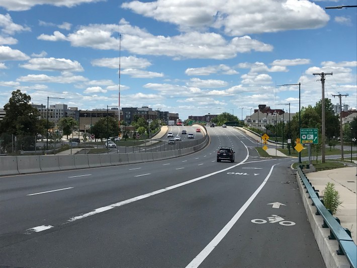 Revere Beach Parkway was recently widened and reconstructed with paint-only bike lanes and widened sidewalks, but thanks to aggressive drivers, a lack of shade, and a complete absence of crosswalks, few pedestrians or bicyclists use those facilities.
