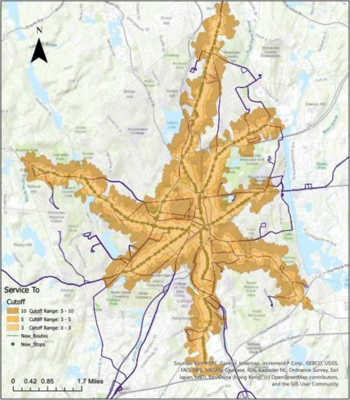 A map of Garren Katler's proposed route consolidation for the WRTA
