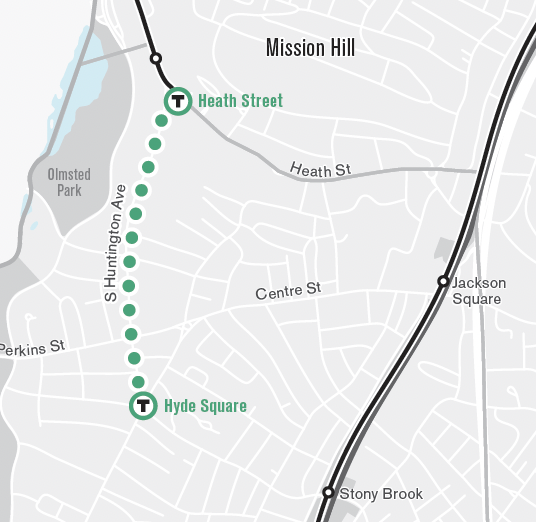 The Green Line extension to Hyde Square, a recommended project from the GoBoston 2030 transportation plan. Courtesy of the City of Boston.