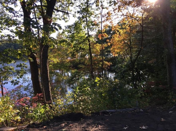 Lake Cochituate in the fall, seen from the new Cochituate Rail Trail in Natick.