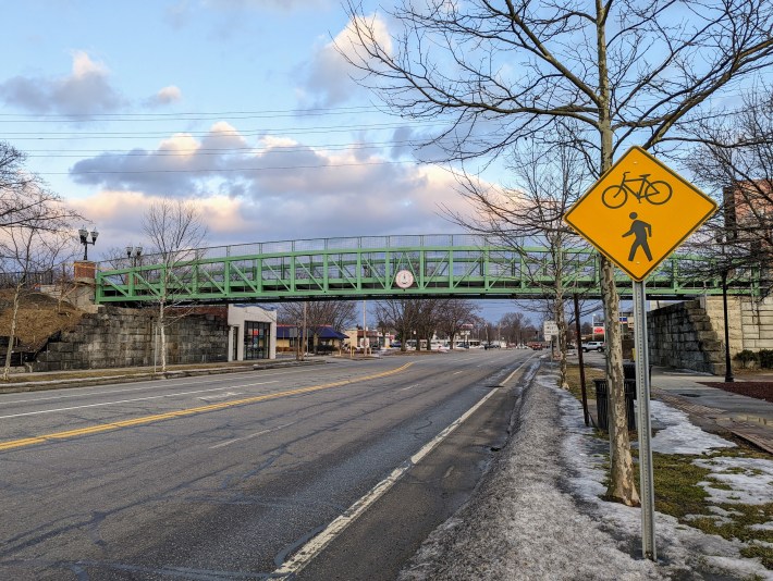 The Columbia Greenway bridge over Main Street in Westfield, pictured in February 2022.