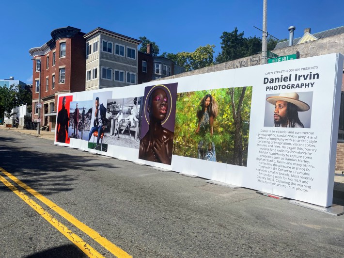 An art installation at the intersection of Devon Street and Blue Hill Avenue showcasing a photography series by artist Daniel Irvin, an editorial and commercial photographer.